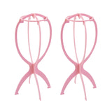 YANTAISIYU 2 Pieces Wig Stands Wig Head Stand 14.2 Inches Travel Portable Wig Holder for Multiple Wigs and Hats (Pink)