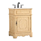 Elegant Decor Francis 24 Solid Wood Single Bathroom Vanity in Antique Beige