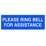 Please Ring Bell for Assistance Sign Blue Small