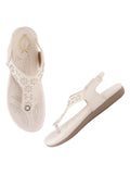 Shoetopia Women'S Snd-1182 Flat Sandal-4 Kids Uk (Snd-1182-Cream)-Eu37,Cream,4,B0D4JTMK99