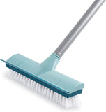 BOOMJOY Floor Scrub Brush with Long Handle, 2 in 1 Scrape and Brush, Stiff Bristles for Cleaning Bathroom, Patio, Garage, Kitche
