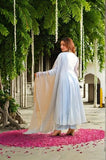 Anni Designer Women'S Rayon Viscose Embellished Anarkali Kurta With Pant & Dupatta (Sikana Sky Blue_Xxl_Sky Blue_Xx-Large),Sky Blue,2XL,Rayon,Anarkali,