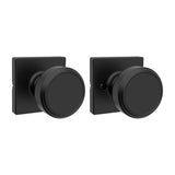 Kwikset Maven Interior Passage Door Knob, Square Handle for Closet and Hallway Doors, Non-Locking Doorknob in Matte Black, with