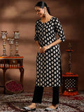Libas Women'S Silk Blend Kurta Set (39079B_Black