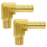 Joywayus Brass Hose Fitting, 90 Degree Elbow, 3/8 Barb x 1/8 NPT Male Pipe Water/Fuel/Air (Pack of 2)