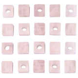 Nupuyai Rose Quartz Large Hole Stone Loose Beads for Jewelry Making, Square Shape European Bead fit Charms Bracelet, Pack of 20