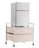 VEVOR Mini Fridge Stand with Storage, 176 lb-Capacity Mini Fridge Table with 2 Drawers & 4 Swivel Wheels, Mobile Mini Fridge She