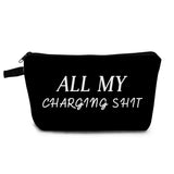 YULUENZE Charging Makeup Bag All My Charging Things Small Organizer Toiletry Pouch with Zipper Funny Cosmetic Bag Present for Wi