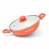 Wonderchef Natura Ceramic Kadhai & Glass Lid for Cooking, 24cm, 2.5L, NonToxic ChemicalFree Coating, PFOA/PFASFree, for Kitch
