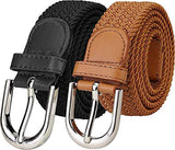 Veteran WomenS Stretchable Elastic Cotton Belt (Pack Of 2Black TanBeltVt0176Stretch Canvas Belt)