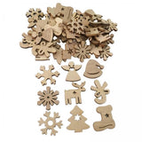 ATORSE 2x100x Wooden Shapes Pieces Embellishment Wood Slices Christmas Snowflake
