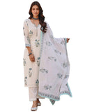 Gosriki Women'S Rayon Blend Straight Printed Kurta With Pant & Dupatta (Jamin Multi-Gs_Xl_White_X-Large),White,,B0DGL568WS