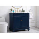 Elegant Decor Wesley 36 Steel And Solid Wood Single Bathroom Vanity Set In Blue