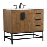 Elegant Decor Indoor Modern Under Sink Bathroom Fixtures Storage Organizer Cabinet 48 Inch Single Bathroom Vanity - White With B