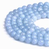 PLTbeads Natural Gemstone Loose Beads Smooth Round Approxi 15 inch DIY Bracelet Necklace for Jewelry Making (6mm, Light Blue Dye