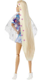 Barbie Extra Doll And Accessories With Extra-Long Blonde Hair Wearing Floral Outfit & Poncho With Pet Bunny
