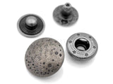 CRAFTMEMORE Antique Moon Snap Fastener Closure Buttons Round Popper Snaps Decorative Rivet Stud 18mm Pack of 10 (Antique Silver)