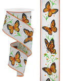 Butterflies & Daisies Wired Edge Ribbon, 10 Yards (2.5 Inch, Off White)