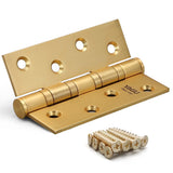 YAGU 2 Pack 4'' Door Hinges Brushed Gold 4 x 3 Inch - Square Corners Stainless Steel Heavy Duty Ball Bearing Hinges for Interior