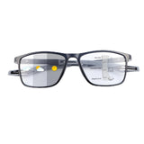 PEEPAI Photochromic Progressive Multifocus Reading Glasses Computer Anti Blue Light Spring Hinge UV Sunglasses for Men Women 1.0