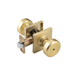 NCSEN Gold Interior Door Knobs for Bathroom & Bedroom, Pismo Doorknob Turn Lock with Square Rosette, Satin Brass Heavy Duty Door