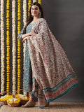 Anni Designer Women'S Cotton Blend Straight Printed Kurta With Pant & Dupatta (Atisuman Green_M_Green_Medium),Green,M,Cotton Blend,Straight,Dupatta