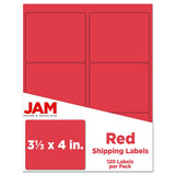 JAM PAPER Shipping Address Labels - Large - 3 1/3 x 4 - Red - 120/Pack