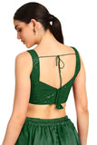 Soch Womens Green Sequinned Sweetheart Neck Georgette Padded Blouse Green 34
