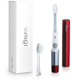 IONIC KISS IONPA DM Red Compact Ionic Power Electric Toothbrush with Travel Cap, Brushing Timer, 2 Modes, 2 Soft Extended Filame