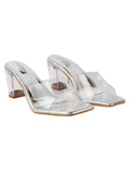Women'S Clear Block Heel Mules Silver || Transparent Strap Slip-On Sandals || Open Toe Chunky Heels Eu40,Silver,7,B0BY6WGJ5Y
