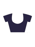 Ishin Womens Georgette Saree With Unstitched Blouse Piece (Navy Blue)