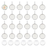 Unicraftale 40 Sets Diy Blank Dome 304 Stainless Steel Pendant Making Kits Flat Round Bezel Tray Charms With Glass Cabochons Bla