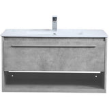 Elegant Decor Kasper 36 Single Porcelain Top Floating Bathroom Vanity In Gray
