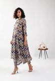 Toochki Women'S Multi Color Zig Zag Printed Rayon Stitched Co-Ord Set | Relaxed Fit For Women | Two Piece Set Top & Plazzo | 3/4