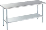 ROCKPOINT Stainless Steel Table for Prep & Work 24x72 Inches, NSF Metal Commercial Kitchen Heavy Duty Table with Adjustable Unde