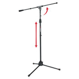 Gator Frameworks Standard Tripod Microphone Stand with Boom Arm,3/8 and 5/8 Adapters, (GFW-MIC-2010)
