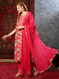 Gosriki Women'S Cotton Blend Straight Printed Kurta With Pant & Dupatta (Tashi Pink-Jl-Gs_M_Pink_Medium),Pink,,B0D73XGZCV