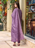 Anni Designer Women'S Rayon Viscose Straight Embroidered Kurta With Pant & Dupatta (Parimala Purple_L_Purple_Large),Purple,L,Rayon Blend,Classic,