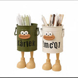 TRENDYQUORA Cute Multipurpose Mini Stationery Stand with Cartoon Face Design, Metal Pen Holder for Desk, Pencil Organizer Cup fo