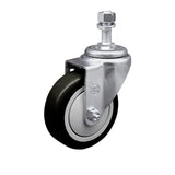 Polyurethane Swivel Threaded Stem Caster w/4 x 1.25 Black Wheel and 1/2 Stem - 350 lbs Capacity/Caster - Service Caster Brand