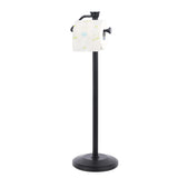 ZCCZ - Free Standing Toilet Paper Holder Stand with Reserve, Bathroom Tissue Dispenser Storage for 5 Mega Rolls, Black Toilet Pa
