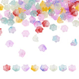 Elecrelive 80pcs Crystal Flower Bead Caps Transparent Glass 5-Petal Bell Flower Beads 8 Colors Two Tone Floral End Caps 11.5x11.