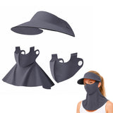 Bendjoy Deep Gray Summer Face Mask With Wide Brim Cap, 3 In 1 Uv Protection Sun Hat With Face Mask And Long Neck Cover, Ice Silk