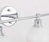 Living District Collier Industrial Mid-Century Modern 2 Light Entryway And Bathroom Wall Sconce In Chrome And Frosted White Glas