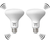 LUXON 15W BR25 Radar Motion Sensor Light Bulbs,Dusk to Dawn LED Light Bulb Outdoor (100W Equ.),Indoor Outdoor Auto On/Off E26 Ba