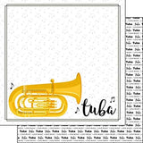 Scrapbook Customs Tuba Notes Music (38768) 12 inch x 12 inch DoubleSided Scrapbook Paper 1 Sheet