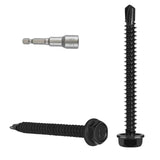 VGBUY 27pcs #14 x 3 Self Drilling Screws for Metal,410 Stainless Steel Black Zinc Plated,Self Tapping Sheet Metal Screws,Hex Was