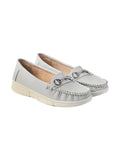 Shoetopia Buckle Detailed Casual Grey Loafers For Women & Girls /Eu38,Grey,5,B0F316DSBJ