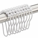 MURTISIDDH Grip 5 Roller Ball Curtain Hooks Rings Thick Striped Shower Curtain Hanger for Clothes Bathroom Light Green Water Rep