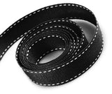 TRIMPLACE 5/8 INCH Ribbon with Saddle Stitch - 10 Yards (Black with White Saddle Stitch)
